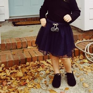 Zara toddler girl navy skirt with Pom poms